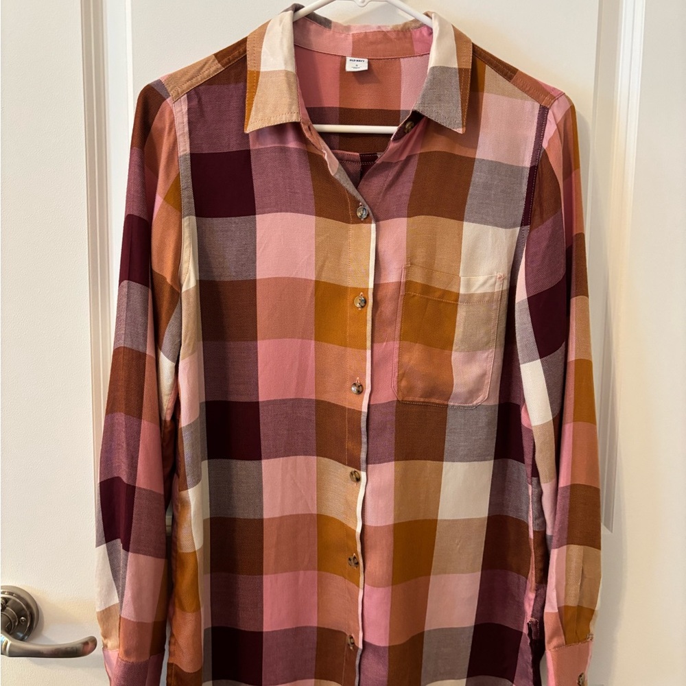 Old Navy Plaid Shirt in Pink and Brown